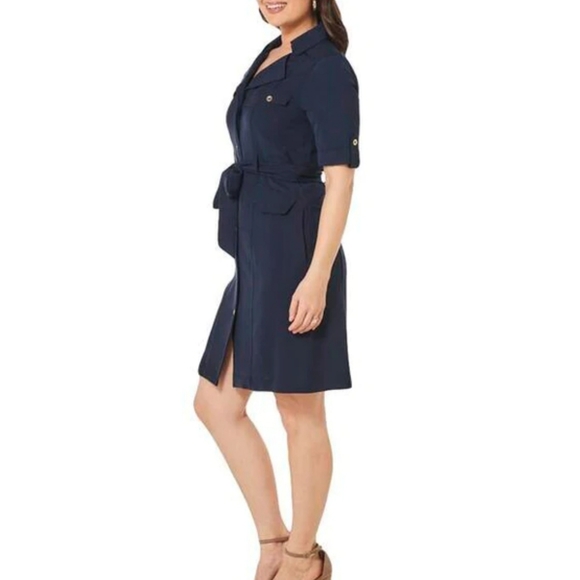 Sharagano Collared Chuffed Sleeve Button Down Dress - Picture 2 of 8